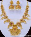 NLC892 - First Quality Uncut Diamond Look Lakshmi Design with Pearl Antique Necklace Set Online 
