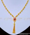 NLC896 - 1 Gram Gold Simple Full Golden Beads with Stone Pendant Short Necklace for Women