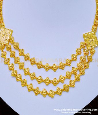 NLC898 - Latest Light Weight 3 Line Necklace 1 Gram Gold Layered Necklace Buy Online