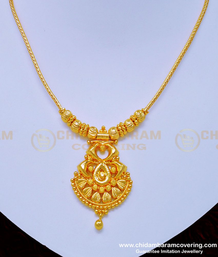 NLC900 - Gold Design Simple Light Weight Dollar with Roll Chain Necklace Online 