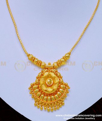 NLC902 - Gold Plated Gold Pattern Flower Dollar with Chain Simple Necklace for Wedding  