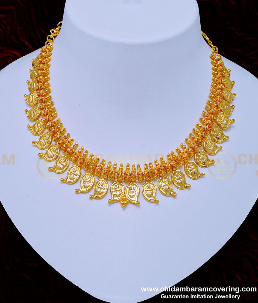 NLC903 - Traditional Lakshmi Design Mango Shape Necklace Gold Plated Jewellery Buy Online