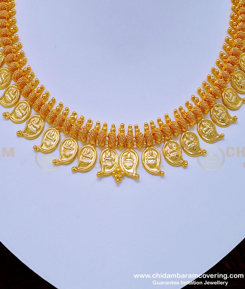 NLC903 - Traditional Lakshmi Design Mango Shape Necklace Gold Plated Jewellery Buy Online