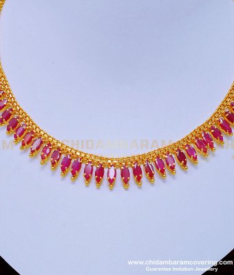 NLC905 - Beautiful Ruby Stone Necklace First Quality One Gram Gold Necklace Buy Online