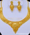 NLC906 - Traditional Gold Covering Calcutta Necklace with Earrings Indian Wedding Jewellery 