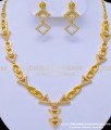 NLC908 - Modern Simple White Stone Necklace with Earrings One Gram Gold Jewellery Online 