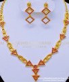 NLC909 - Modern Ruby Stone Party Wear Necklace Set One Gram Gold Jewellery Online 