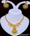 NLC917 - Latest Bridal Wear Uncut Diamond Stone Necklace Pattern Gold Look Necklace Set Guaranteed Jewellery Online