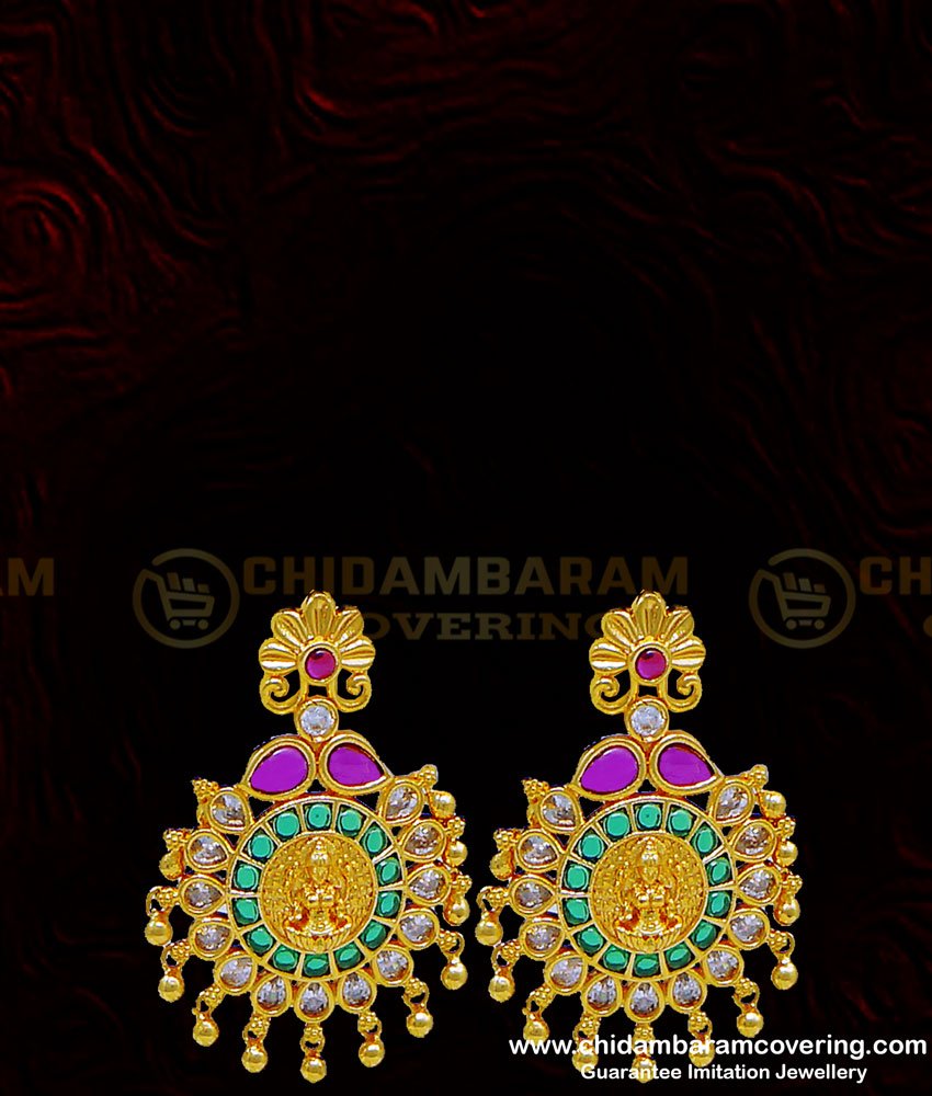 NLC917 - Latest Bridal Wear Uncut Diamond Stone Necklace Pattern Gold Look Necklace Set Guaranteed Jewellery Online