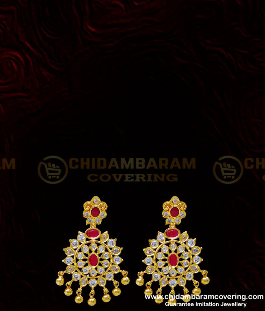 NLC918 - New Model Pure Gold Plated Lakshmi Design Uncut Diamond Stone Necklace with Earrings Set for Wedding 