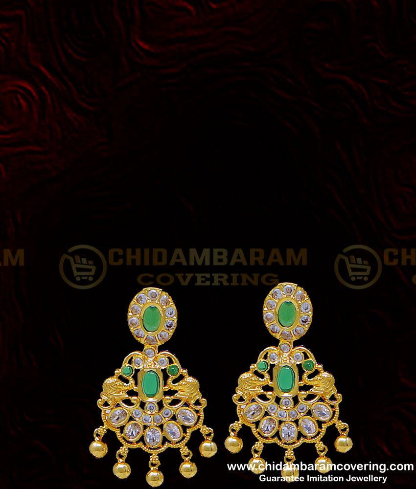 NLC919 - Unique Wedding Jewellery First Quality Uncut Diamond Stone Necklace With Earrings One Gram Gold Jewellery 