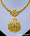 NLC926 - Thick Metal Lakshmi Dollar Design White and Ruby Stone Guarantee Impon Attigai Necklace Buy Online
