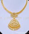 NLC928 - Real Gold Design Five Metal White Stone Swan Model Stone Attigai Necklace Online 