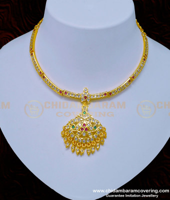 NLC929 - First Quality One Gram Gold Getti Metal Gold Attigai multi stone Impon Attigai Necklace
