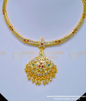 NLC929 - First Quality One Gram Gold Getti Metal Gold Attigai multi stone Impon Attigai Necklace