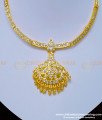 NLC930 - Impon Gold Design White Stone One Gram Gold Attigai Necklace Online