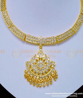 NLC932 - South Indian Wedding Jewellery White Stone Gold Covering Impon Attigai Online 