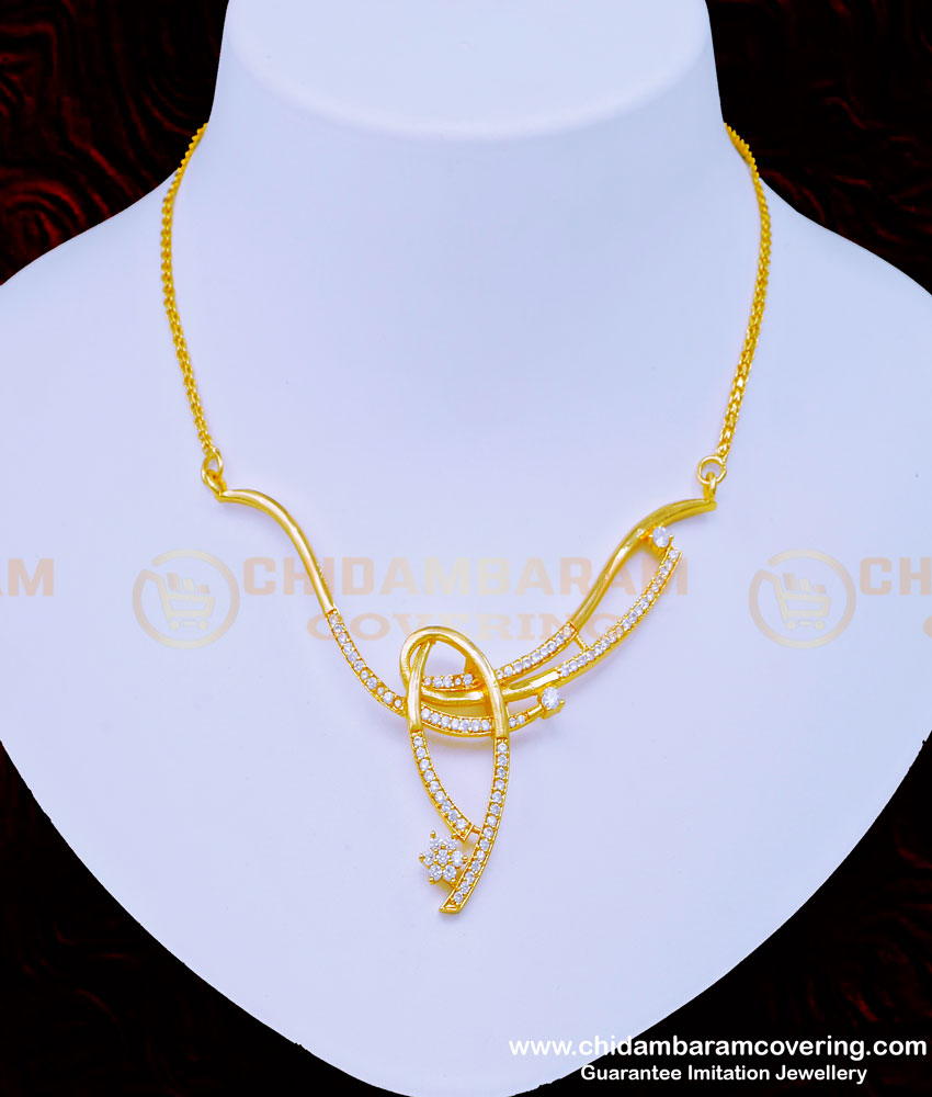 NLC940 - Elegant American Diamond White Stone Party Wear Necklace for Girls