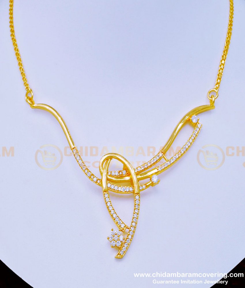 NLC940 - Elegant American Diamond White Stone Party Wear Necklace for Girls