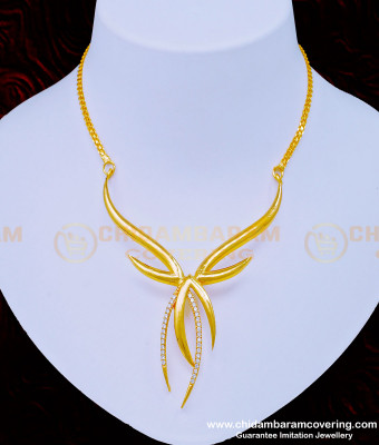 NLC941 - Unique Diamond Stone Sri Lankan Gold Wedding Necklace Design Online