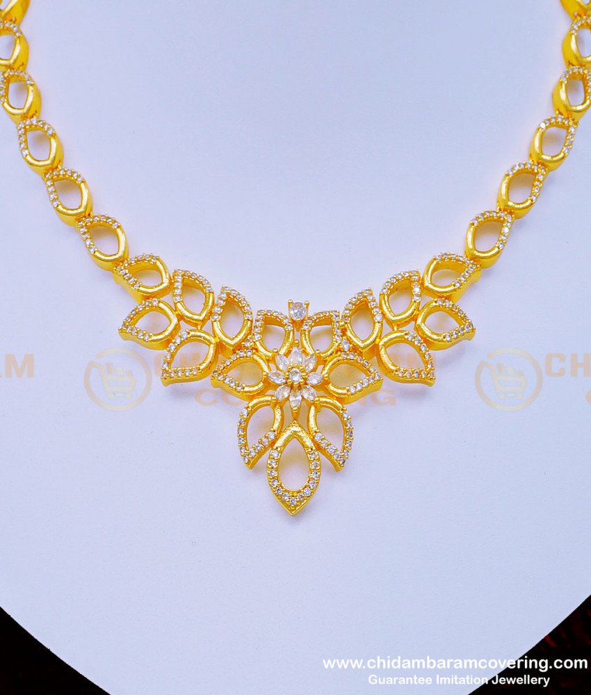 NLC942 - Semi Precious Diamond Stone Sri Lankan Wedding Necklace Design for Women 