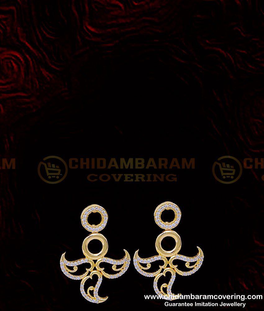 NLC944 - Elegant Leaf Design White Stone Never Fade Party Wear Sri Lankan Necklace with Earrings