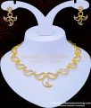 NLC944 - Elegant Leaf Design White Stone Never Fade Party Wear Sri Lankan Necklace with Earrings