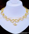 NLC944 - Elegant Leaf Design White Stone Never Fade Party Wear Sri Lankan Necklace with Earrings
