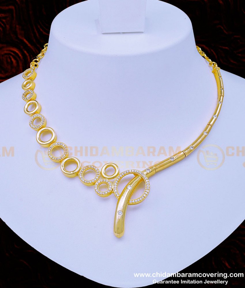 NLC945 - Unique Diamond Look White Stone Party Wear Necklace Set for Women 