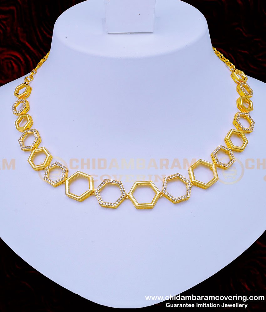 NLC949 - Sparkling American Diamond Party Wear Sri Lankan Necklace Set Online