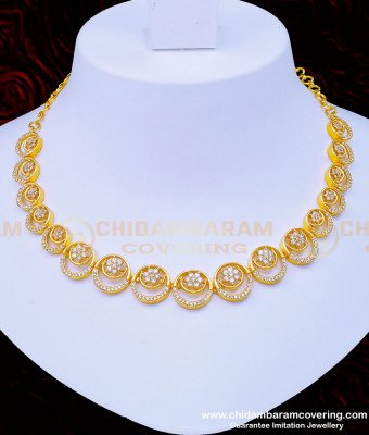 NLC950 - Real Diamond Necklace Design Elegant Finish Party Wear Necklace with Earrings