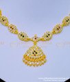 NLC956 - Traditional Multi Stone Impon Gold Attigai Design Necklace for Wedding 