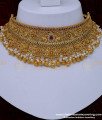 NLC963 - Premium Quality Bridal Wear Ad Stone Peacock Design Antique Choker Necklace Set 