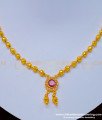 NLC965 - 1 Gram Gold Gold Balls with Stone Pendant Simple Necklace for Girls