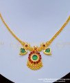 Nlc967 - Traditional Kerala Single Green Palakka Necklace One Gram Gold Jewelry Online