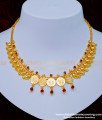 NLC969 - Latest Design White and Red Stone Mango with Lakshmi Kasu Necklace Online