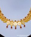 NLC969 - Latest Design White and Red Stone Mango with Lakshmi Kasu Necklace Online