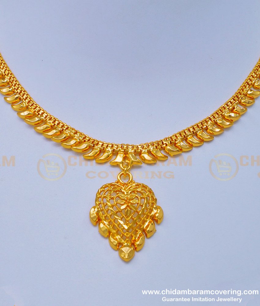 NLC972 - Real Gold Design Heart Shape Dollar Necklace Gold Covering Necklace Online