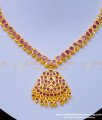 NLC978 - South Indian Bridal Necklace Impon Full Ruby Stone Attigai Design for Women