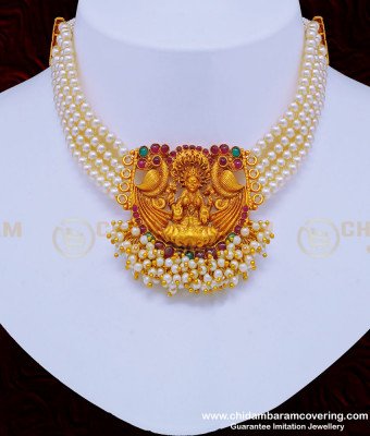 NLC984 - Buy Indian Temple Jewellery Lakshmi Dollar Choker Necklace with Jhumkas Earrings 