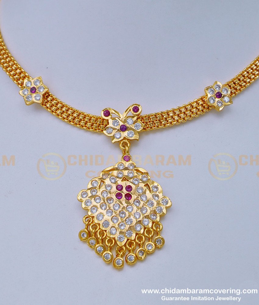 NLC986 - Latest Collection Impon Attigai Gold Necklace Design Getti Metal Attigai Online