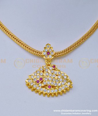 NLC988 - Impon Peacock Design Geti Metal Stone Attigai Necklace Gold Plated Attigai Collections