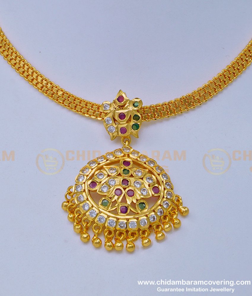 NLC995 - Buy Impon Attigai Collections South Indian Impon Multi Stone Attigai Design Necklace