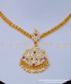 NLC996 - Impon Gold Finish Stone Peacock Dollar with Chain Design Attigai Necklace for Women