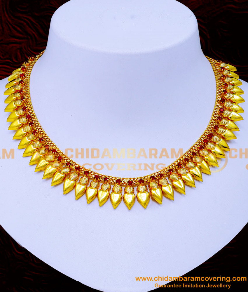 NLC1231 - Latest Ruby Stone Necklace Kerala Wedding Jewellery