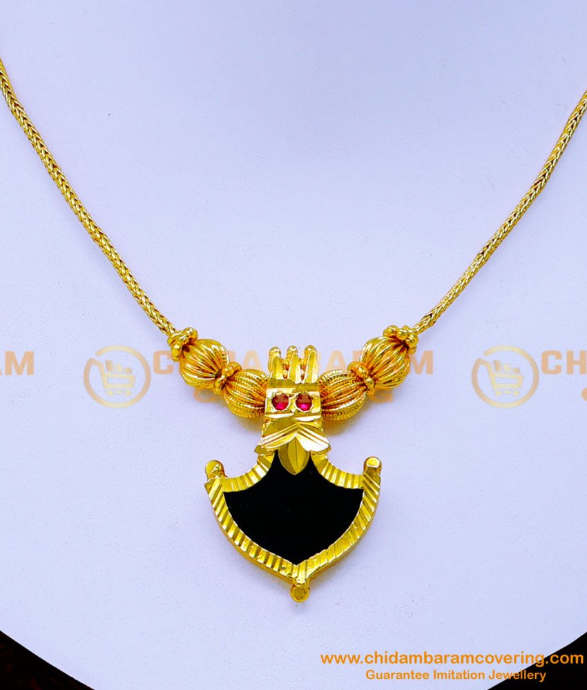 Nlc1235 - 1 Gram Gold Single Green Simple Palakka Necklace Online