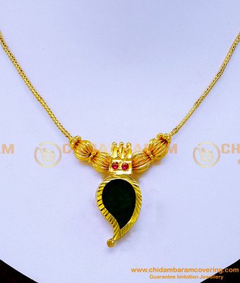 Nlc1237 - Traditional Single Green Palakka Manga Locket Necklace 