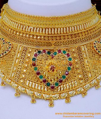 Nlc1242 - Gold Look Bridal Wear Gold Plated Choker Necklace Online