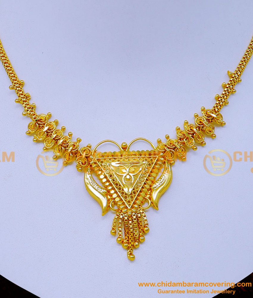 NLC1246 - Gold Plated Simple Gold Necklace Designs for Women