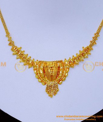 NLC1247 - Light Weight Plain Gold Plated Necklace for Wedding